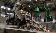 Waste tipping and segregation hall