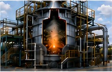 Gasifier unit in operation
