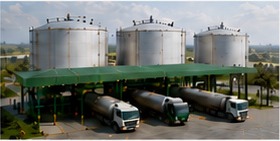 Product storage tanks and tanker dispatch
